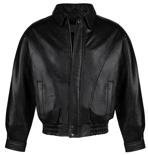 Blouson bomber noir cuir - bomber,
