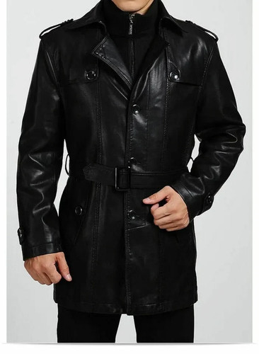 Trench coat long cuir - mi-long, en