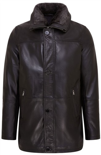 Manteau trench cuir - manteau, noir